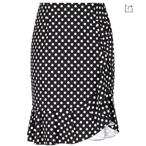 City Chic Dotted Faux-Wrap Ruffle Skirt Size 14